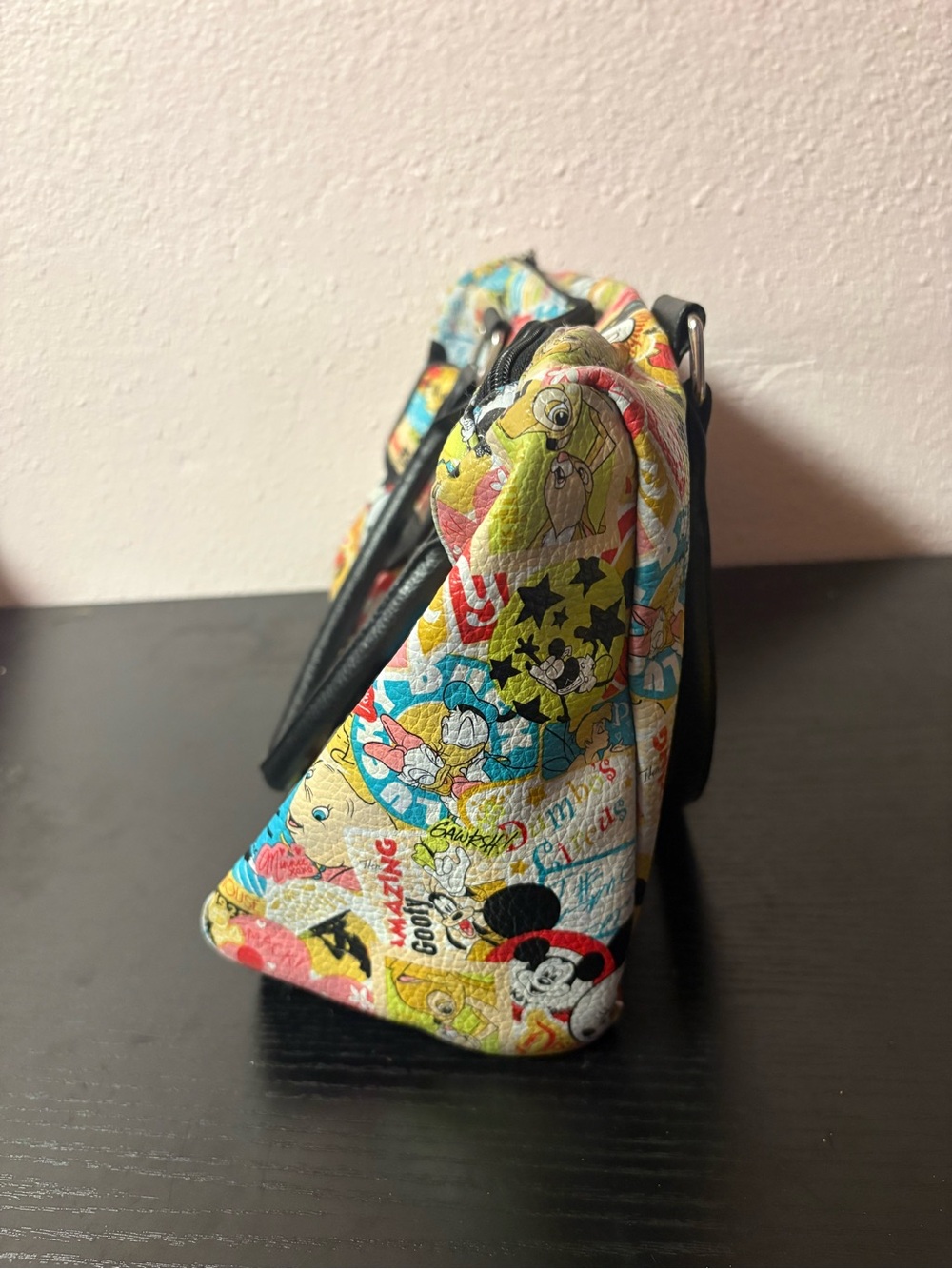 Disney Parks Character Collage Satchel Handbag Faux Leather Purse - Picture 4 of 12
